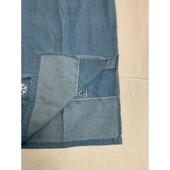 Quacker Factory Skirt Duo Womans 1X Blue Denim Blouse and Skirt with Snowman - Picture 7 of 13